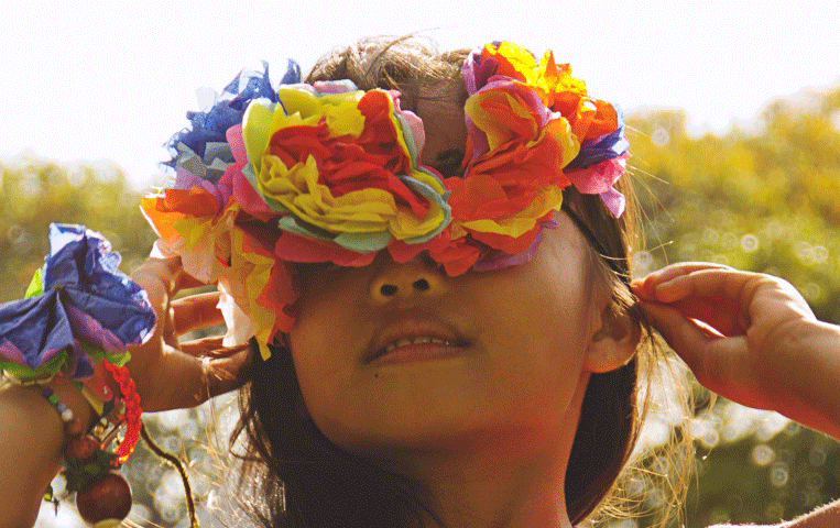 Asian woman with crown of flowers